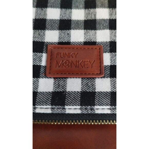 Funky Monkey Clutch Purse "Fold-Over" Black Check Leather - Picture 5 of 10